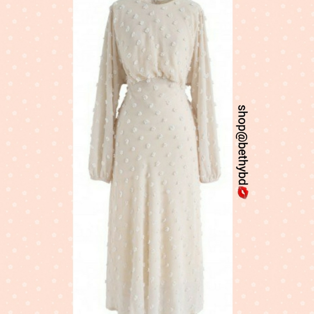 Fairy Princess Cream Maxi Dress Size Medium NWT Boutique - Picture 10 of 12